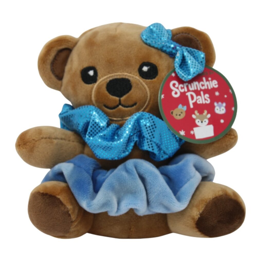 Scrunchie Pals, Cute Teddy Bear Stuffed Animals With 2 Hair Ties + Free Gifts